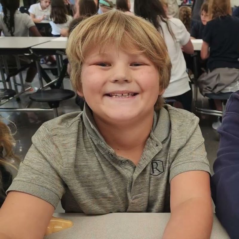 Middle school student smiling